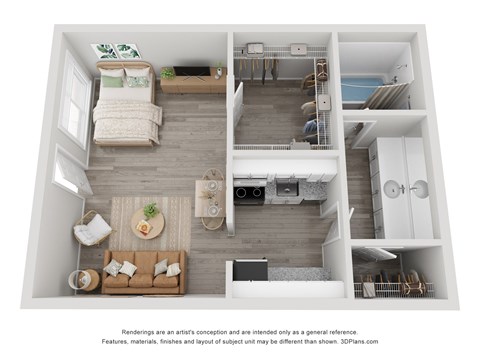 Floor plan for studio, 1 bath, 550 sqft